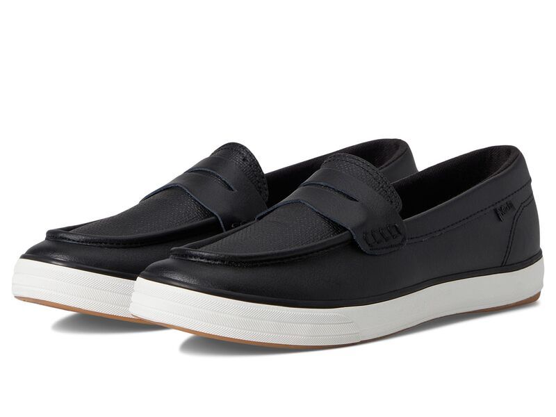 ケッズ レディース シューズ スリッポン・ローファー Keds Center III Loafers Black Leather ブラック