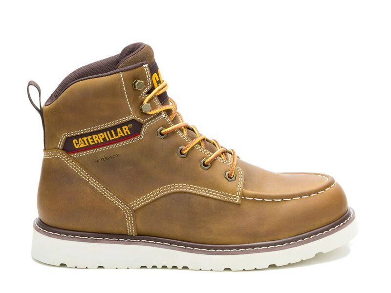 キャタピラー メンズ シューズ ブーツ・レインブーツ Caterpillareclaimer Wedge Waterproof Work Boot Mens Light Brown ブラウン｜詳細画像