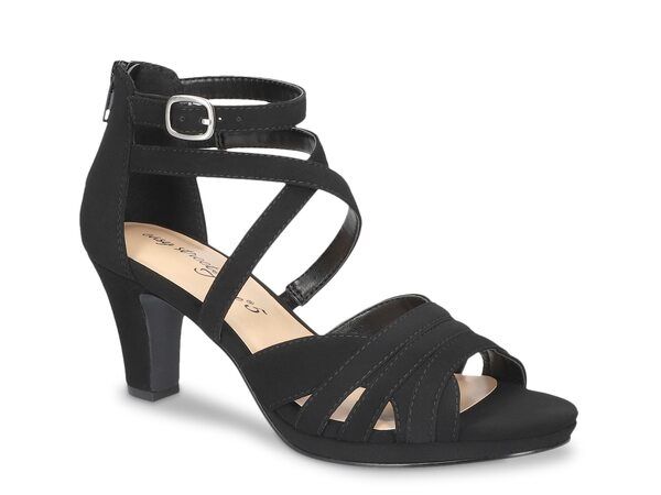 イージーストリート レディース シューズ ヒール サンダル Easy Street Crissa Sandal Black Fabric ブラック