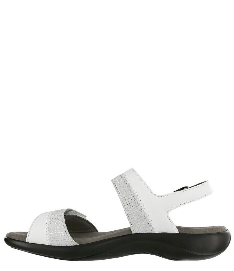 サス レディース シューズ サンダル プリント レザー ヒール SAS Nudu Printed Leather Heel Strap Sandals White ホワイト