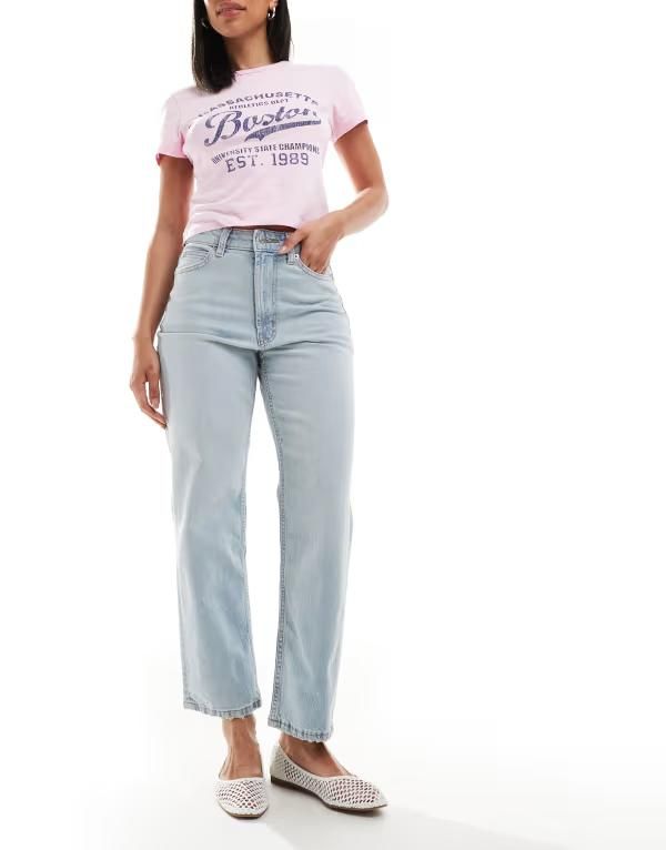 エイソス レディース ボトムス デニムパンツ ストレート アンクル ジーンズ ASOS DESIGN ankle grazer straight leg jeans in light wash Ble
