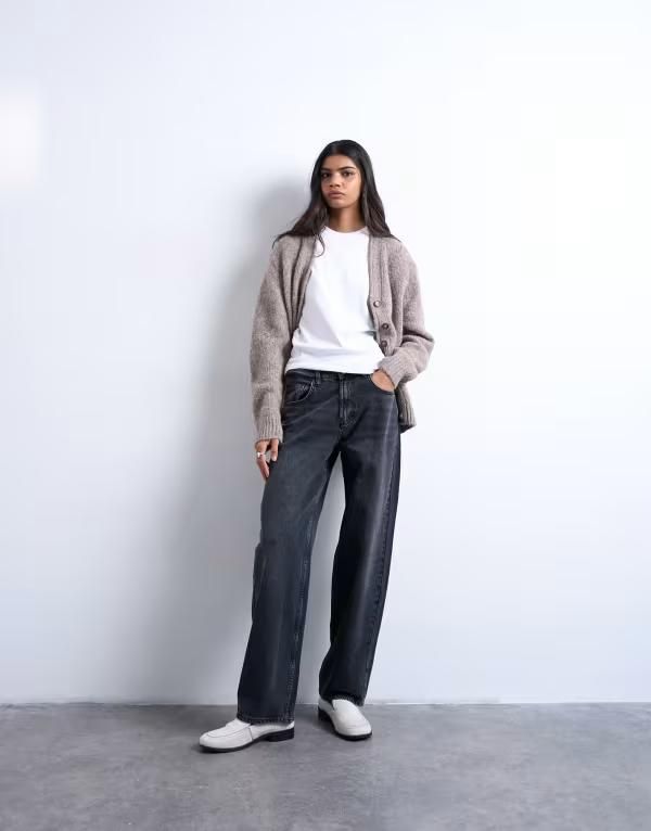 トップショップ レディース ボトムス デニムパンツ ローライズ ジーンズ Topshop Lowrie low rise baggy jeans in washed WASHED BLACK ブラック