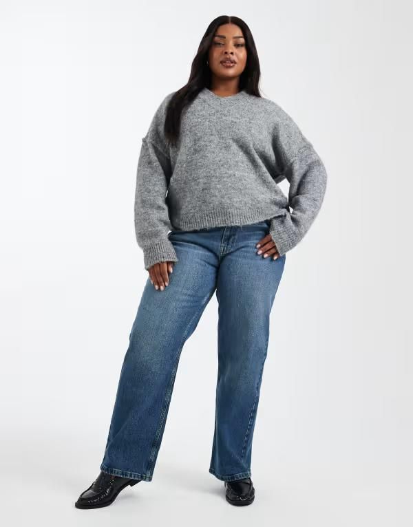 エイソス レディース ボトムス デニムパンツ ヴィンテージ ストレート ASOS Curve ASOS DESIGN Curve comfort stretch straight leg jean i