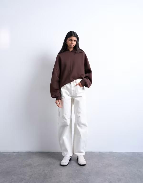 トップショップ レディース ボトムス デニムパンツ ジーンズ Topshop Barrel high rise jeans in bone Bone