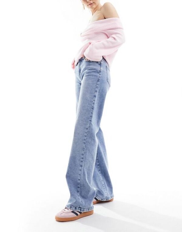 ノイジーメイ レディース ボトムス デニムパンツ ジーンズ Noisy May Yolanda wide fit jeans acid wash Light Blue Denim デニム