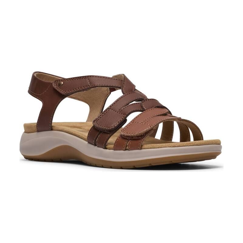 クラークス レディース シューズ サンダル レザー Clarks Maelynn Paige Womens Leather Flat Sandals Tan Leather タン
