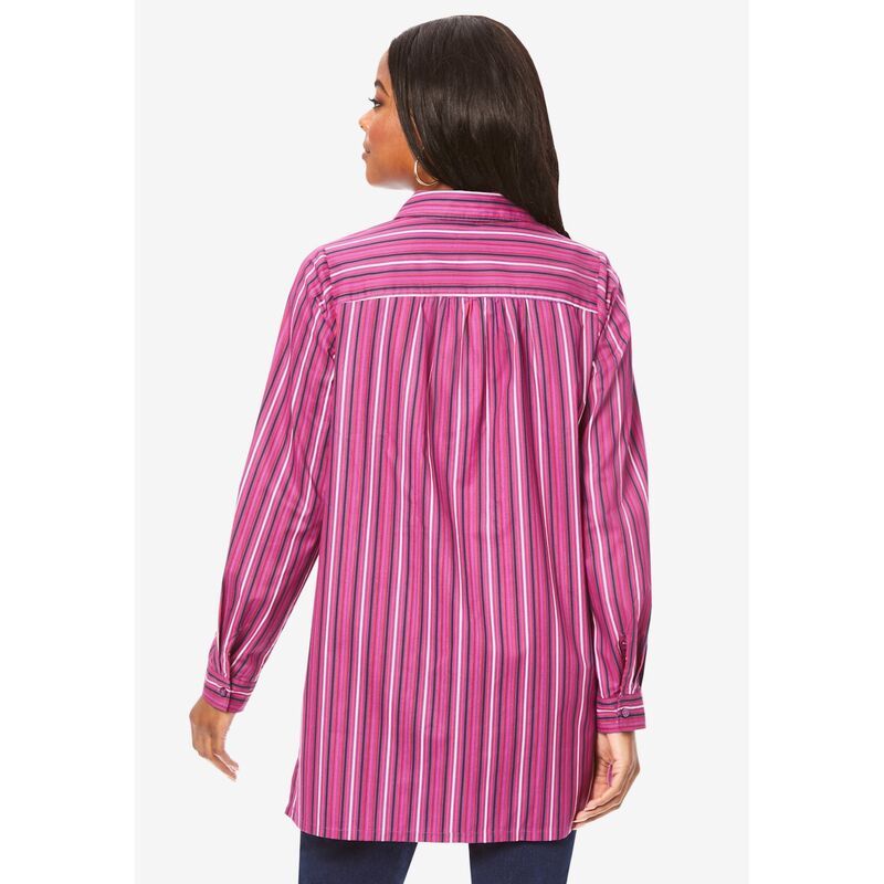 ロアマンズ レディース トップス Tシャツ プラスサイズ コットン 長袖 Roamans Womens Plusize Kate LongSleeve Crisp CottonBlend Button