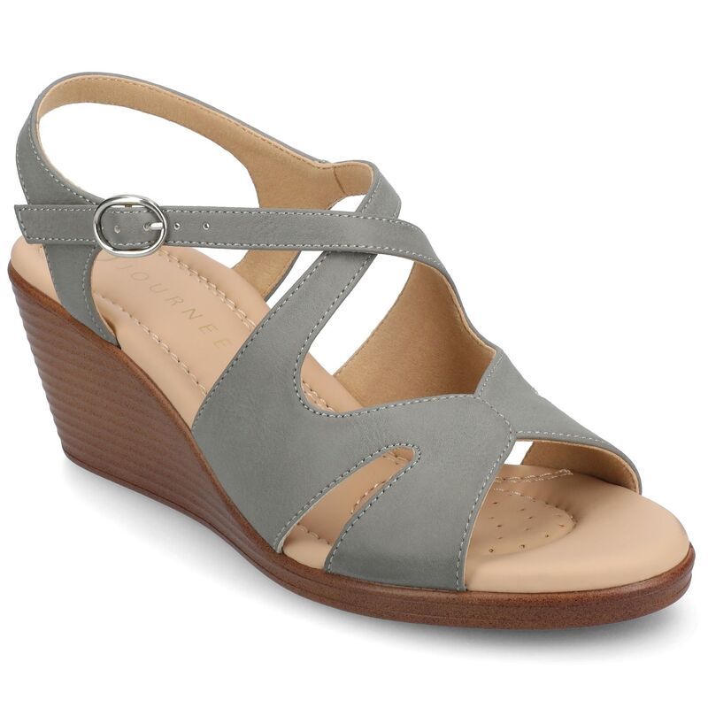 ジャーニー レディース シューズ サンダル アンクル Journee Womens Kedzie II Ankle Strap Wedge Sandals Gray グレー