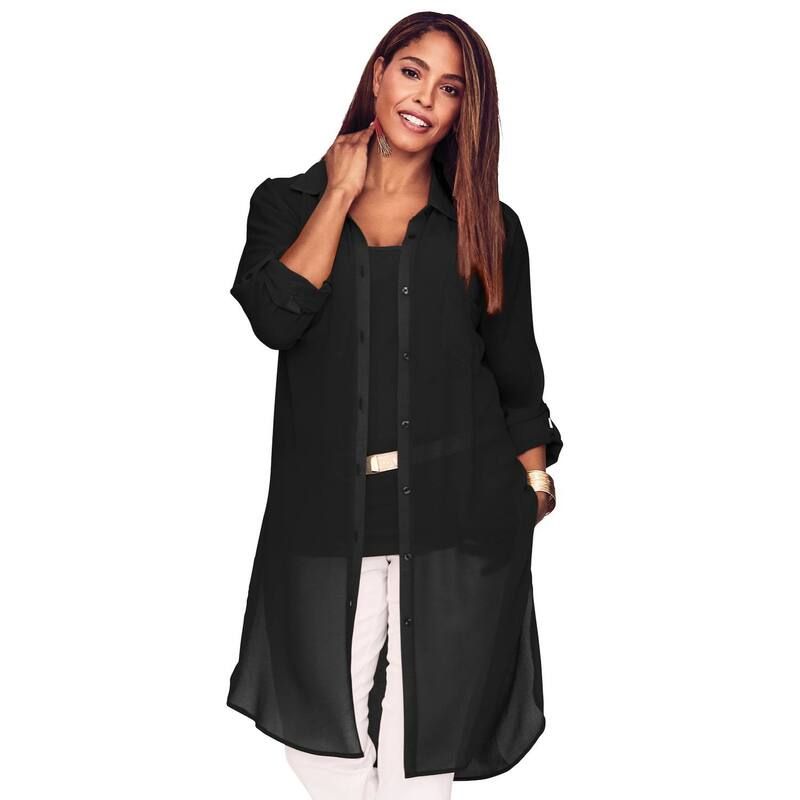 ジェシカロンドン レディース トップス Tシャツ ジョーゼット プラスサイズ シアー Jessica London Womens Plusize Sheer Georgette Mega Tunic