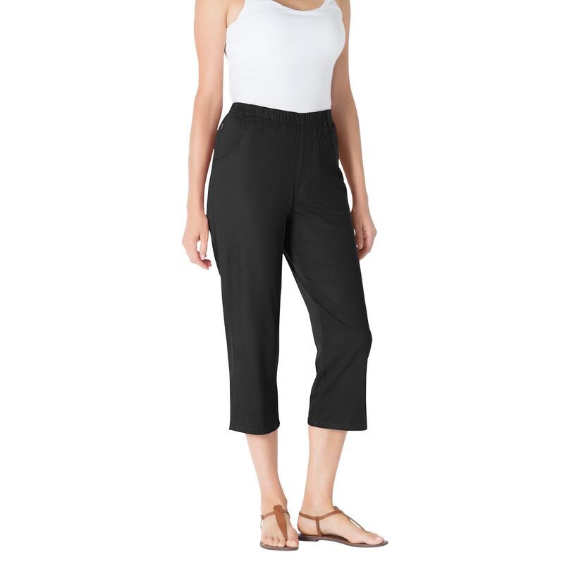 ウーマン ウィズイン レディース ボトムス カジュアルパンツ プラスサイズ プチ デニム キャップ ジーンズ Woman Within Plusize Petite Fineline Stretch