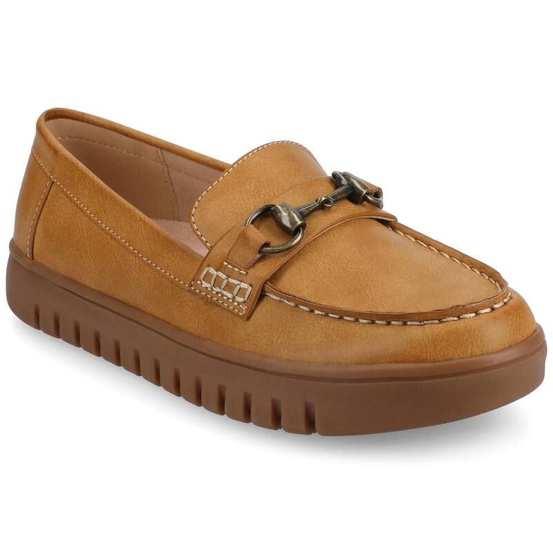 ジャーニー レディース シューズ スリッポン・ローファー Journee Kaya Womens Flexible Comfort Round Toe Bit Loafers Tan タン