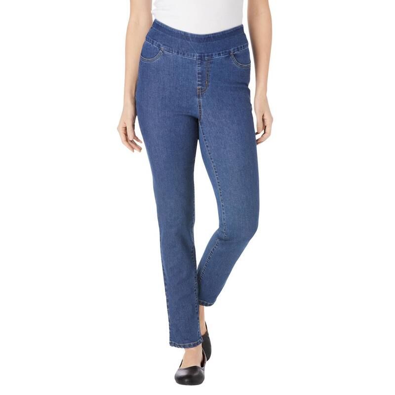 ウーマン ウィズイン レディース ボトムス デニムパンツ プラスサイズ トール Woman Within Womens Plusize Tall Flexfit Pullon Straightleg