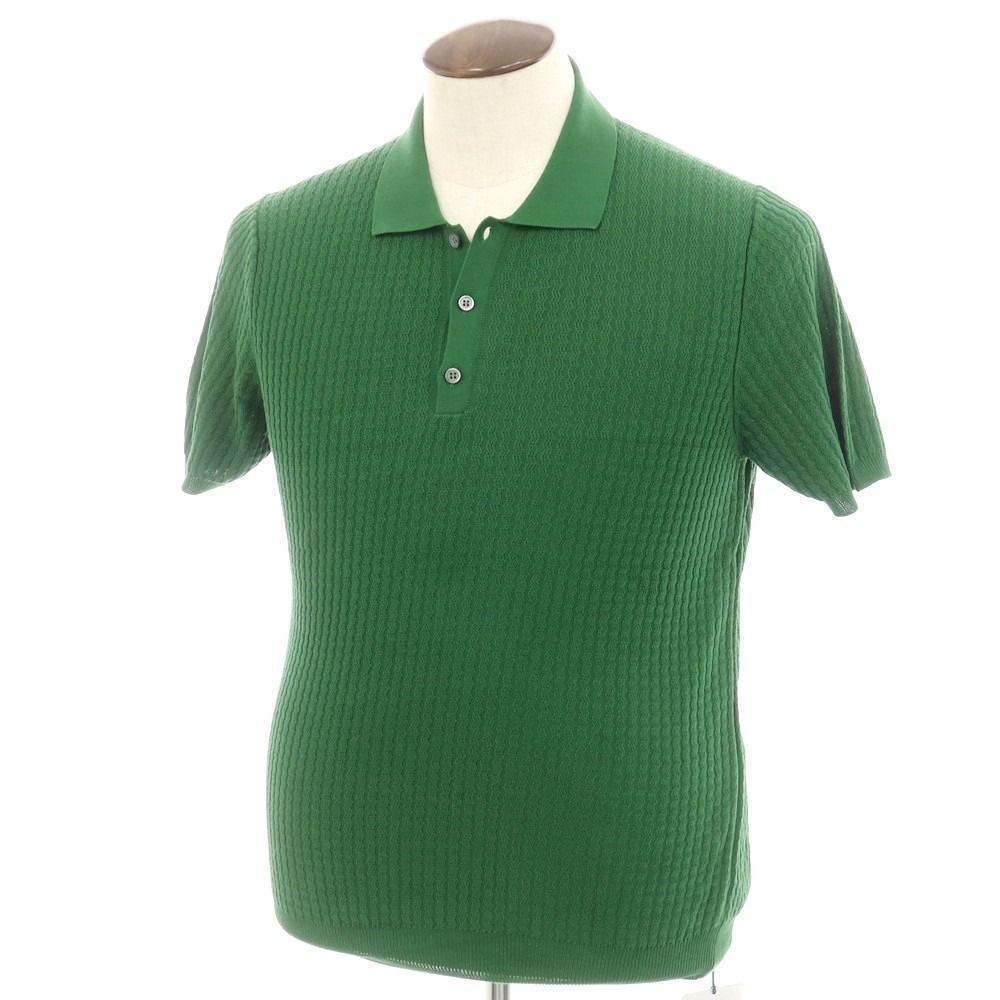 【新品】ザノーネ ZANONE コットン 半袖 ポロニット グリーン【サイズ48】【メンズ】