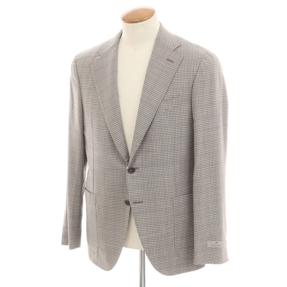 【新品】カナーリ CANALI ウール チェック テーラードジャケット ブラウンxグレー【サイズ50】【メンズ】