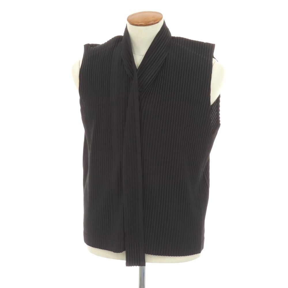 【中古】オム プリッセ イッセイミヤケ HOMME PLISSE ISSEY MIYAKE ポリエステル プリーツ ノースリーブカットソー ブラック【サイズ2】【メンズ】
