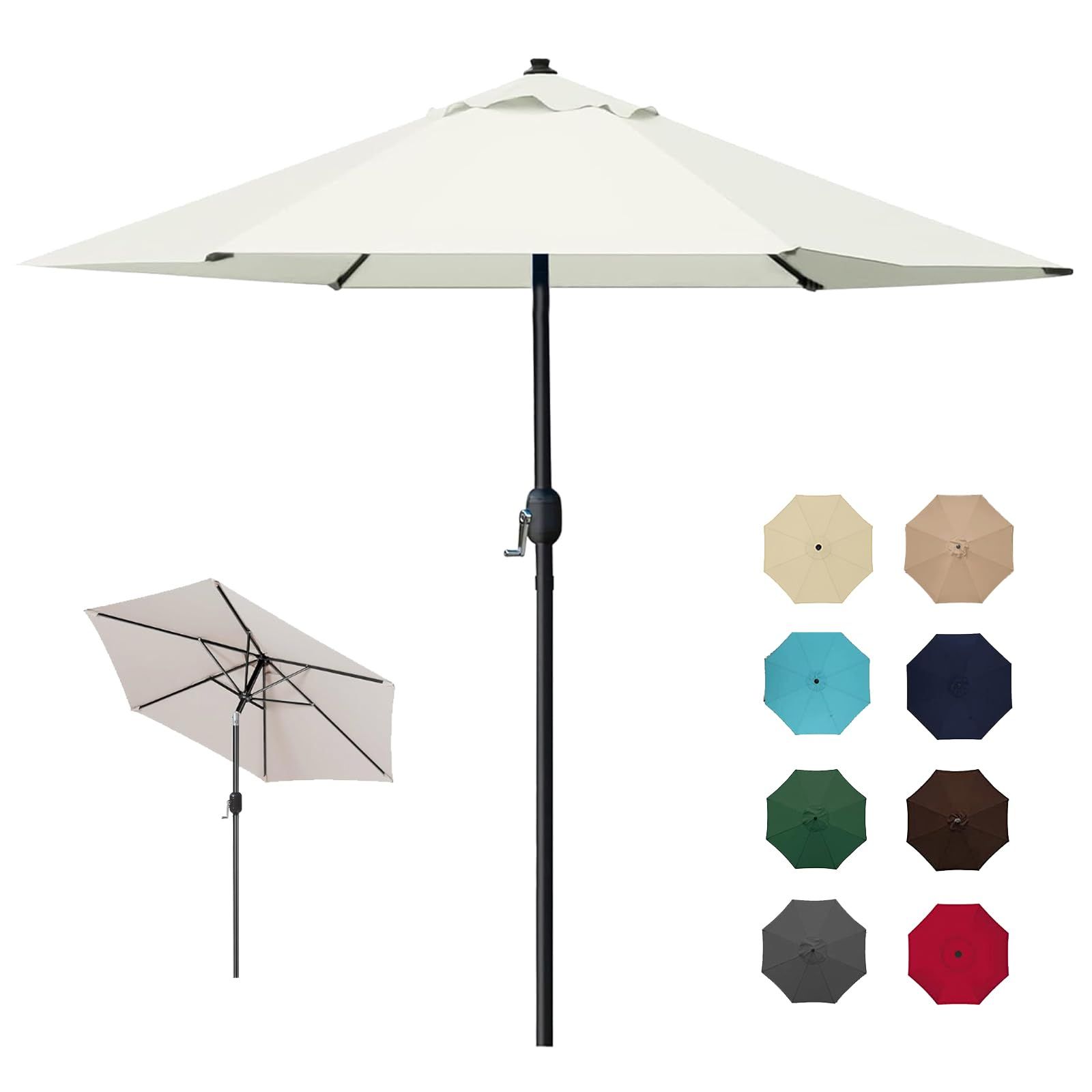 【迅速に発送】LOVE STORY ガーデンパラソル 210cm/230cm/270cm/300cm 大型 風に強い パラソル ハンドル開閉 角度調整可能 撥水加工 折りたたみ 軽量 テラス 庭 (230cm クリーム)