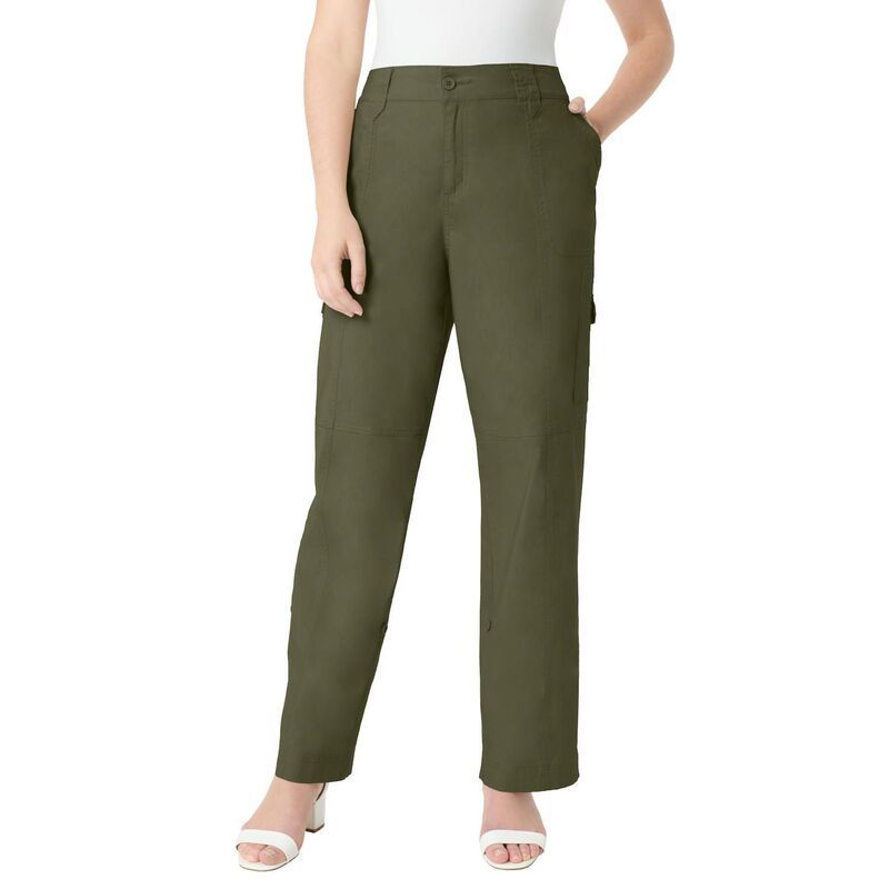 ロアマンズ レディース ボトムス カジュアルパンツ カーゴパンツ プラスサイズ Roamans Womens Plusize Convertible Cargo Pants Dark Olive Gr
