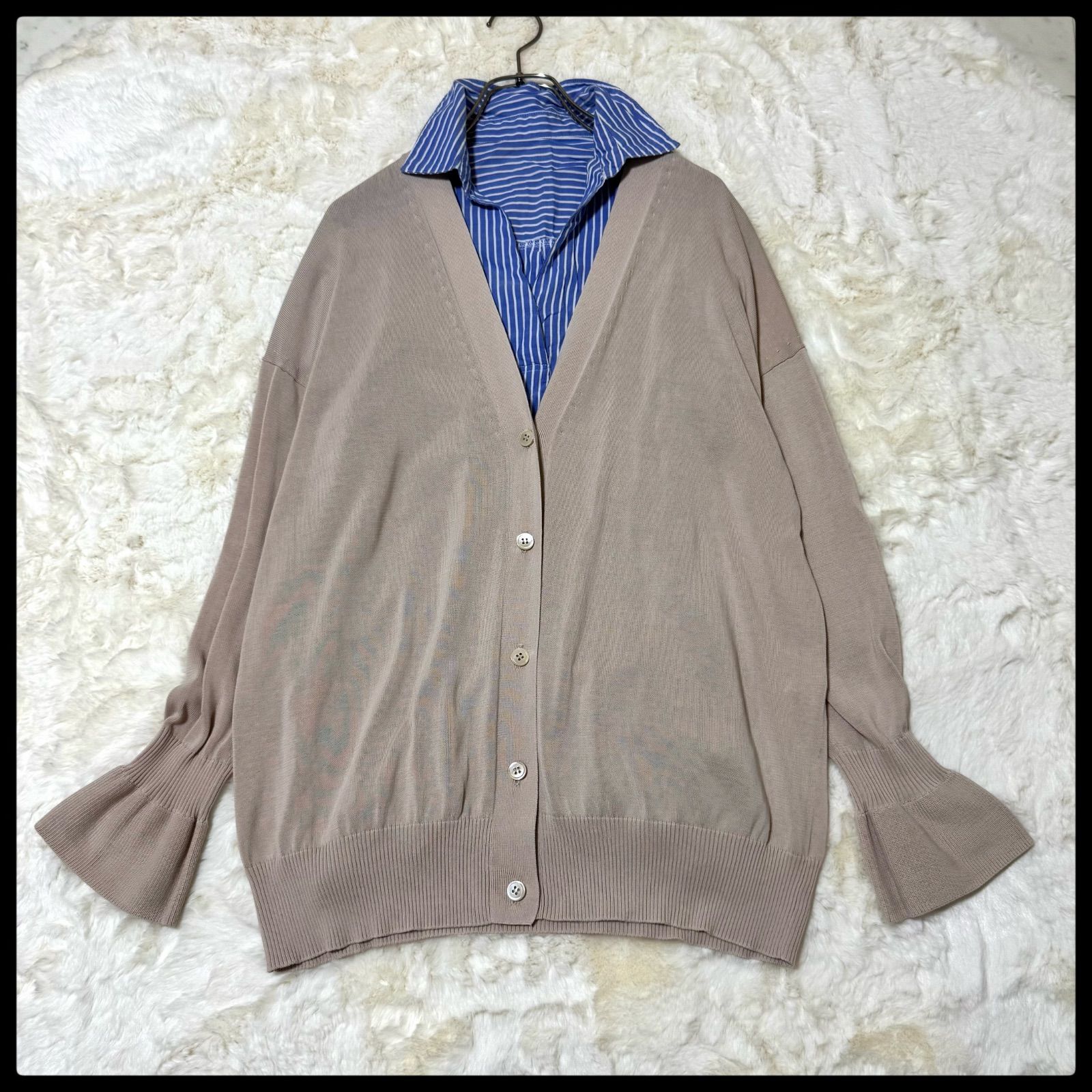 theory luxe 22SS キャンディスリーブ　カーディガン　ベージュ