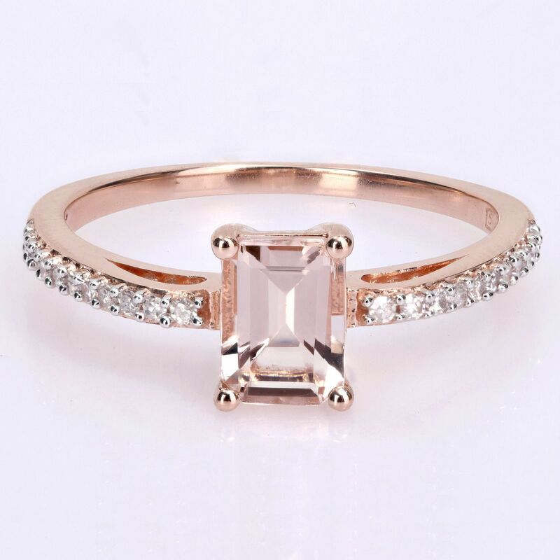 ステラ グレース レディース アクセサリー リング Stella Grace 10k Rose Gold Morganite 110 CaratW Diamond Engagement Ring 10