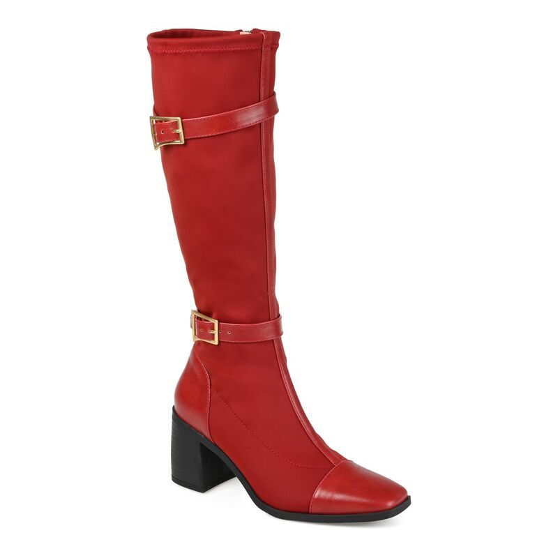 ジュルネ コレクション レディース シューズ ブーツ・レインブーツ Journee Collection Gaibree Womens Buckle KneeHigh Boots Red レッド