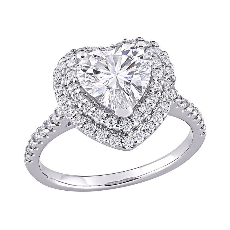 ステラ グレース レディース アクセサリー リング Stella Grace 10k White Gold 2 58 CaratW LabCreated Moissanite Heart Engage