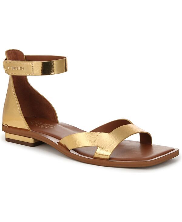 フランコサルト レディース シューズ サンダル アンクル Franco Sarto Womens Elisa Open Square Toe Ankle Strap Flat Sandals Gold