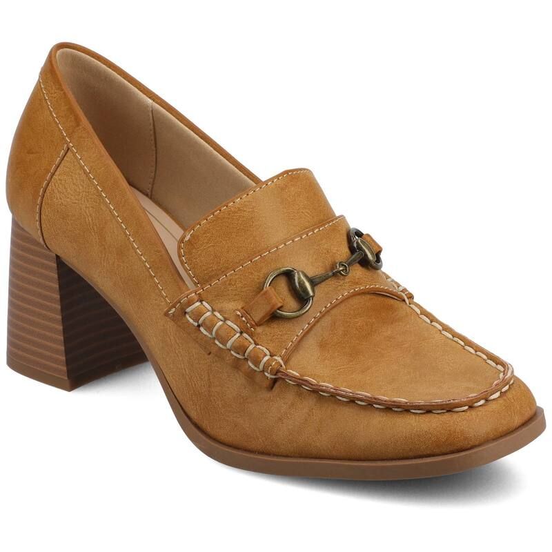 ジャーニー レディース シューズ パンプス ヒール Journee Aisha Womensquare Toe Stacked Heel Pumps Tan タン