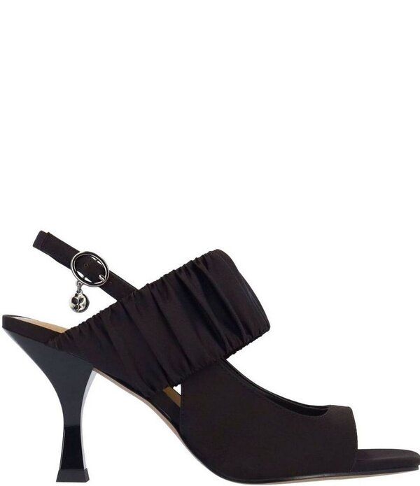 ジェイレニー レディース シューズ ヒール プリーツ サンダル サテン J Renee Reeta Satin Pleated Strap Slingback Dressandals Black ブラ