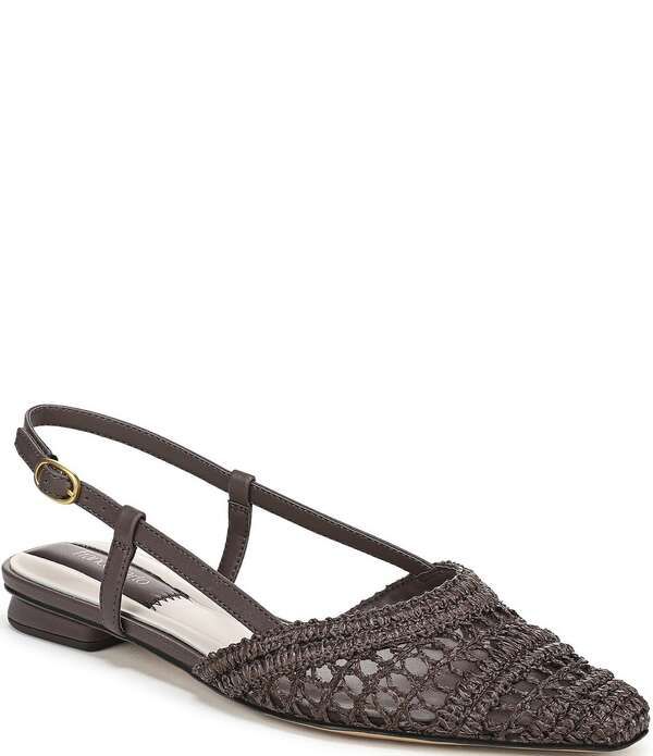 フランコサルト レディース シューズ パンプス Franco Sarto Riona Woven Raffia Slingback Flats Dark Brown ブラウン