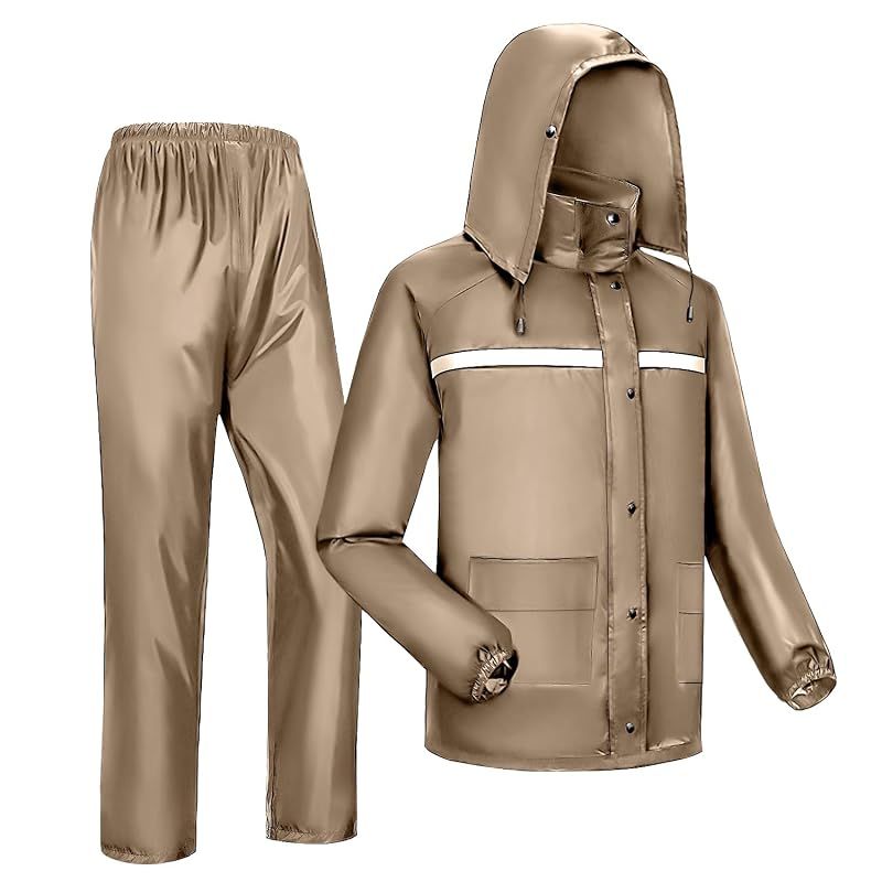 【新品】 [Fomte] レインウェア 上下セット 男女兼用 防水防風 大きいサイズ レインバイザー付き レインコート リュック対応 超撥水 軽量 バイク 自転車 通気メッシュ メンズ 豪雨対応 梅雨対策 登山 レインスーツ 雨具 通勤 通学