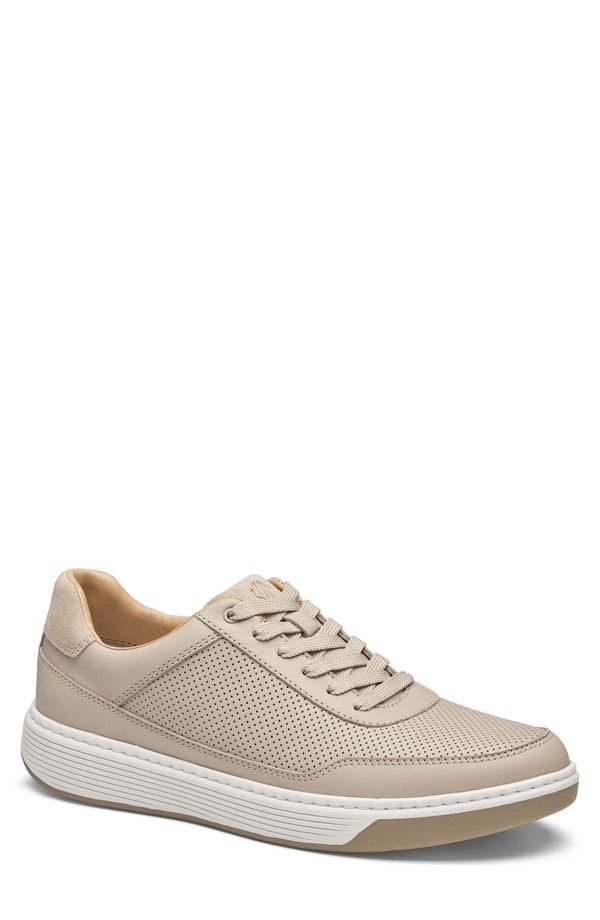 ジョンストンアンドマーフィー メンズ シューズ スニーカー レザー Johnston Murphy Dawson Perforated Leather Sneaker Beige Full Grain
