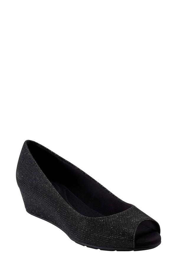 バンドリーノ レディース シューズ ヒール Bandolino Peep Toe Wedge Pump Black Metallic ブラック