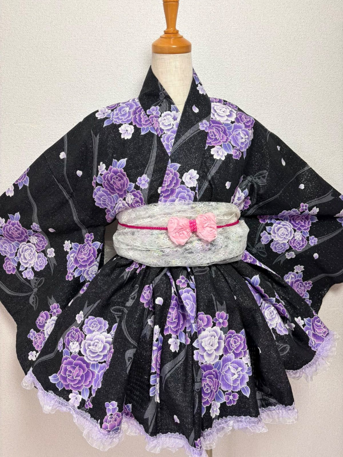 全体ラメ⭐️華やか姫ギャル　浴衣ドレス　大人ミニ