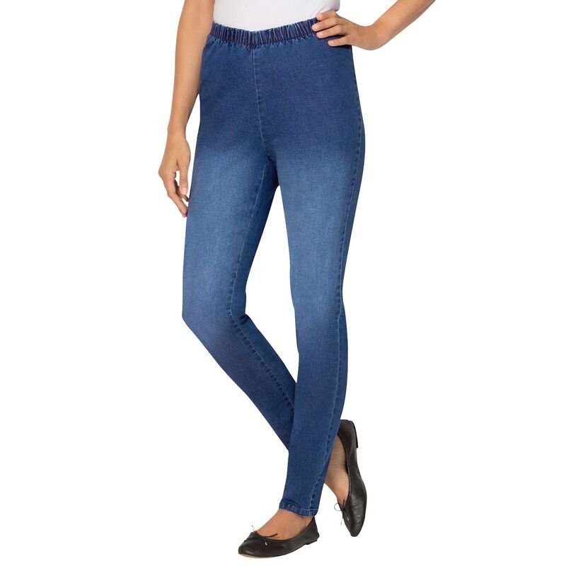 ウーマン ウィズイン レディース ボトムス カジュアルパンツ プラスサイズ デニム ジーンズ Woman Within Plusize PullOn ElasticWaistretch Finelin