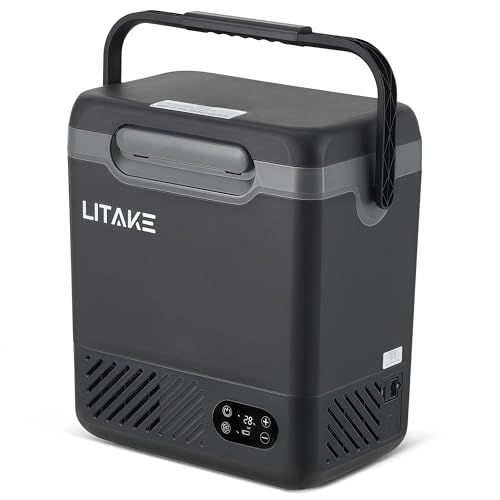 Litake(リテーク) 車載冷蔵庫 12L -20℃?20℃ バッテリー内蔵可能 4Way電源対応 急速冷凍 DC12V/24V AC100V LCD温度表示 小型 静音 軽量 省エネ 車載家庭両用 庫内灯付 ポータブル冷蔵庫 車中泊 アウ b4acc688