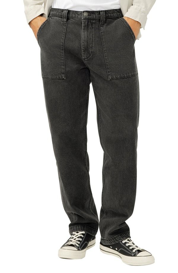 シルバー ジーンズ メンズ ボトムス デニムパンツ ストレート Silver Jeans Co Straight Leg Utility Jeans Washed Black ブラック