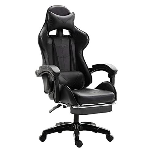 Swwfyc(スーフィック) ゲーミングチェア オットマン付き デスクチェア パソコンチェア gaming chair リクライニング 日本語説明書付き (Ｂｌａｃｋ)ｍａ