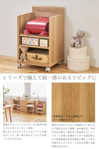 白井産業 サイドワゴン ラック キャスター付 デスクサイド 豊富なラインナップでリビングの家具を揃えられるコーディネート家具 ナチュラルブラウン 幅41.1 高さ67 奥行39.9cm ナチュリカ NTU-6540W NAｍａ