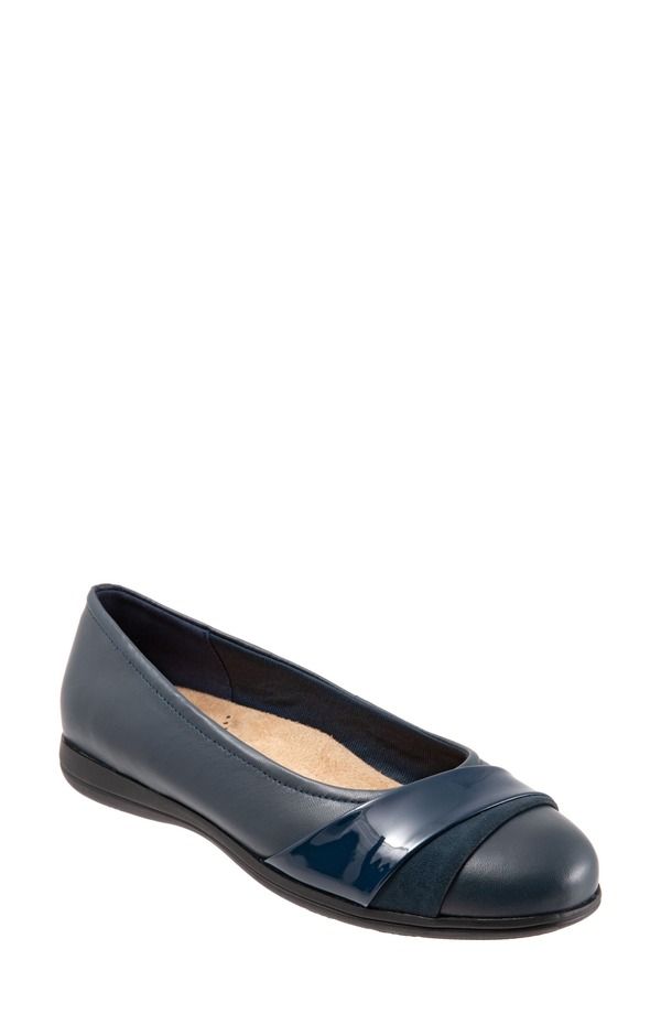 トロッターズ レディース シューズ パンプスエード レザー Trotters Danni Leather Suede Flat Navy Micro ネイビー