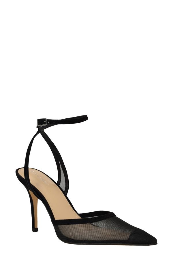 カルバンクライン レディース シューズ ヒール アンクル Calvin Klein Ozalankle Strapump Black Mesh ブラック