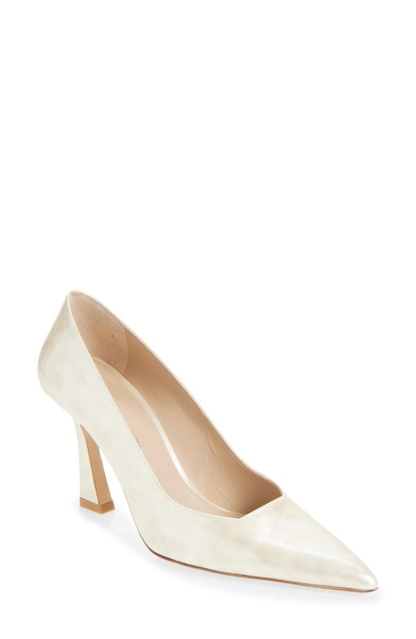 スチュアート ワイツマン レディース シューズ ヒール レザー Stuart Weitzman Vinnie 85 Patent Leather Pointed Toe Pump Fawn Beige