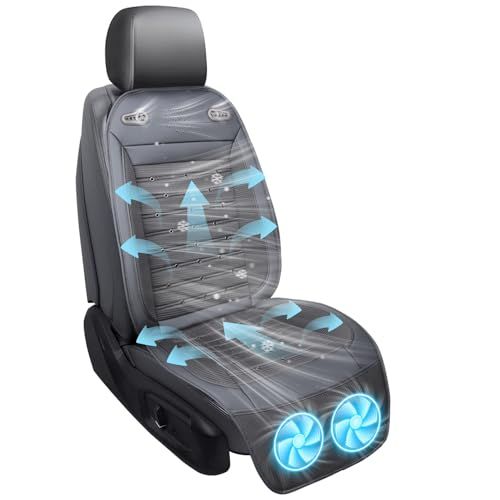 【迅速に発送】クールシート 車 シートクーラー【2026新昇級 48個送風穴+2枚超大型ファン DC12V車専用】 無段階風量調節 革新素材 より柔らかい 夏用 蒸れない エアーカーシート 通気性 滑り止め 取付簡単 熱中症対策