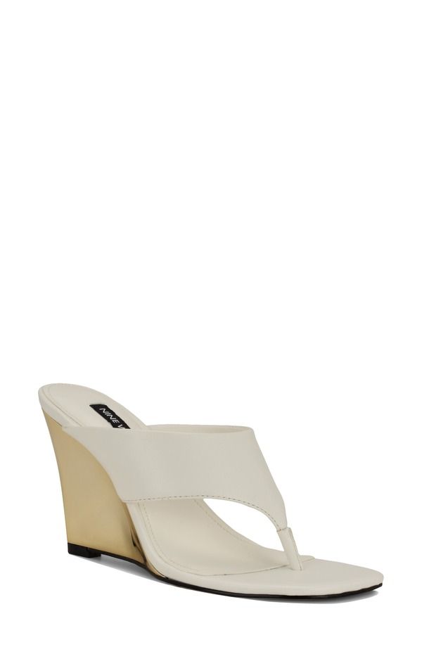 ナインウェスト レディース シューズ ヒール Nine West Presa Wedge Flip Flop White ホワイト