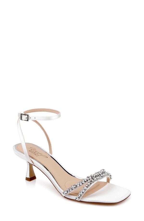 ジュウェルダグレイミシュカ レディース シューズ ヒール サンダル アンクル Jewel Badgley Mischka Naylankle Strap Sandal Ivory Satin アイボリ