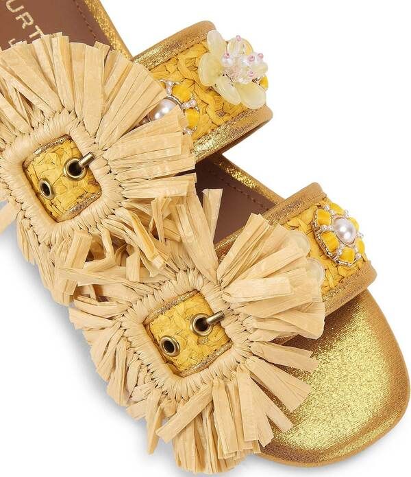 カートジェイガーロンドン レディース シューズ パンプス サンダル Kurt Geiger London Raffia Buckle Ornament Flat Slide Sandals Yello カートジェイガーロンドン レディース シューズ パンプス サンダル Kurt Geiger London Raffia Buckle Ornament Flat Slide Sandals Yello