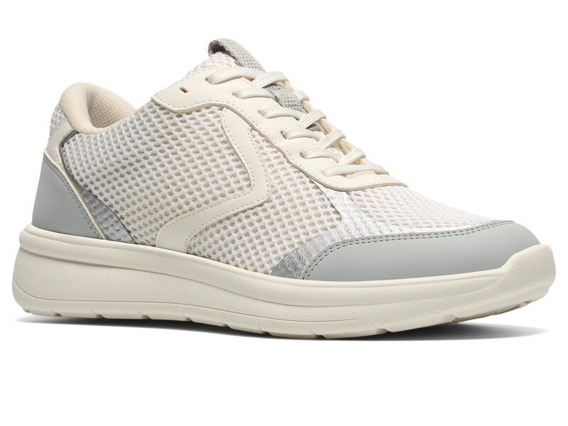 クラークス レディース シューズ スニーカー Clarks Ezrinn Tie WhiteGrey Text ホワイト