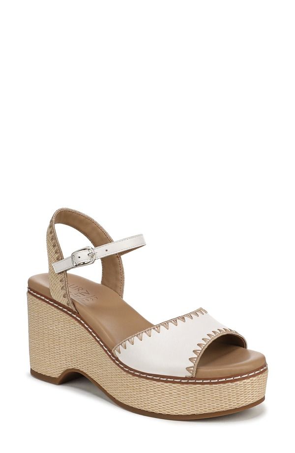 ナチュライザー レディース シューズ ヒール プラットフォーム サンダル アンクル Naturalizer Della Platform Ankle Strap Sandal Warm White N