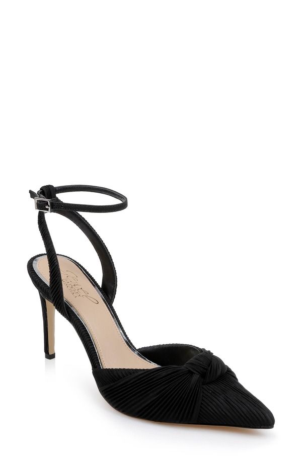 ジュウェルダグレイミシュカ レディース シューズ パンプス アンクル Jewel Badgley Mischka Enid Ankle Strapointed Toe Pump Black Fabri