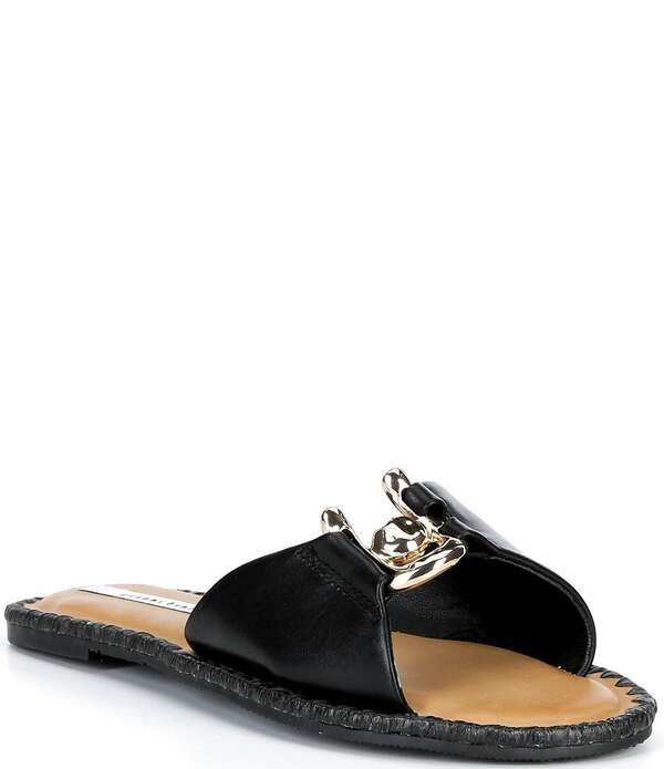 ジャンビニ レディース シューズ パンプス サンダル レザー Gianni Bini Ferreleather Ornamented Slide Sandals Black ブラック