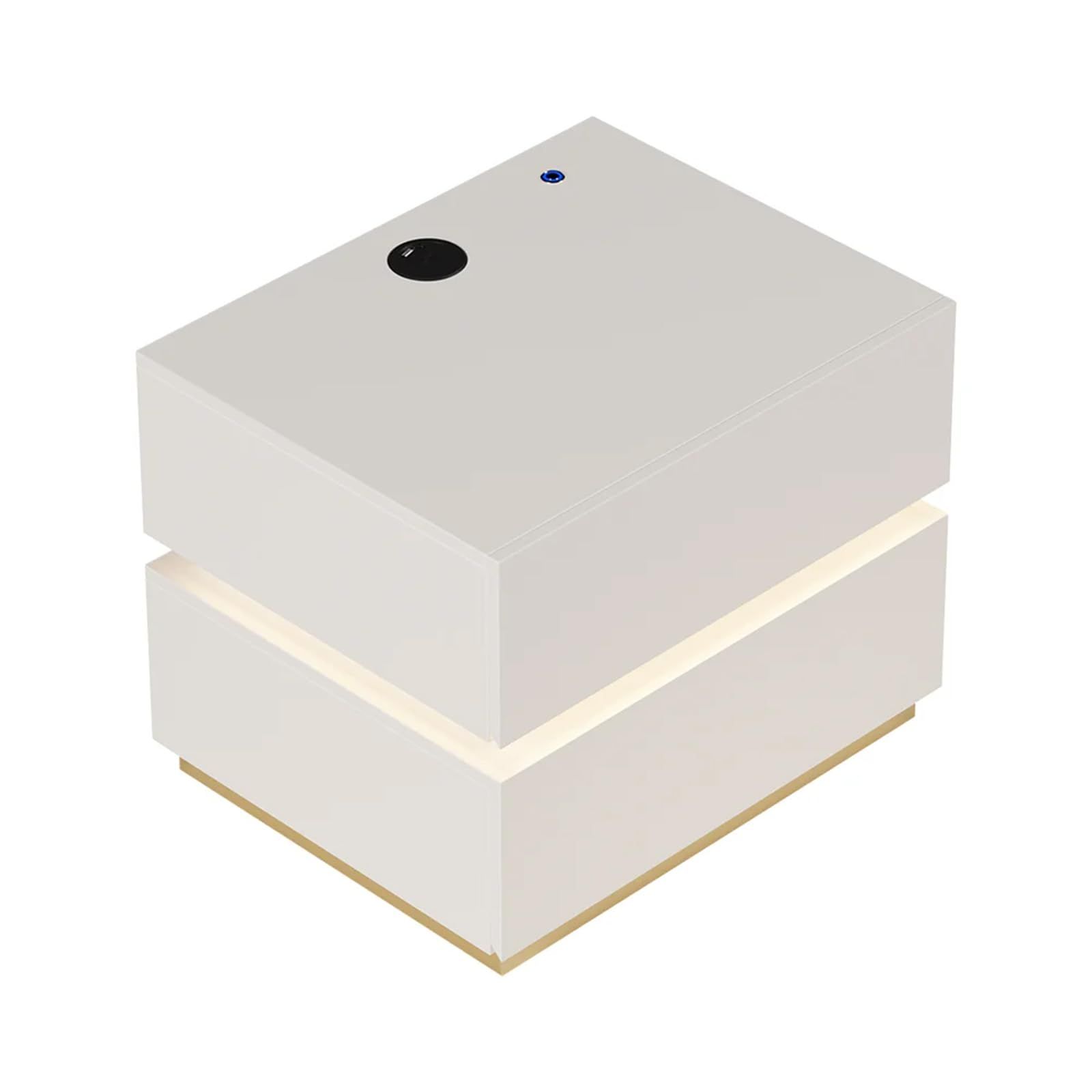ベッドサイドテーブル ナイトテーブル LEDライト内蔵&USBポート 2つの引き出し収納付き 50×40×40cm サイドテーブル ベッド横 寝室/リビングルーム 組み立て簡単 無臭 ホワイトJu